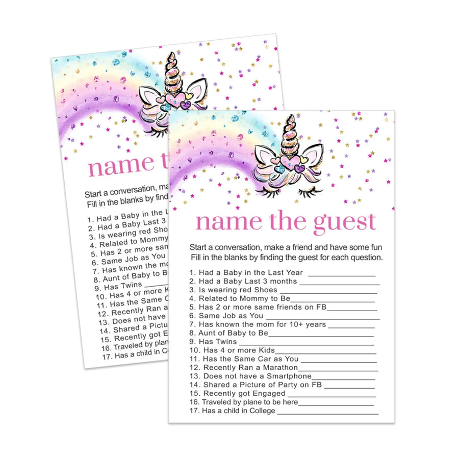 Unicorn Baby Shower Find the Guest Game Printable Instant PDF Download - Paper Clever Party