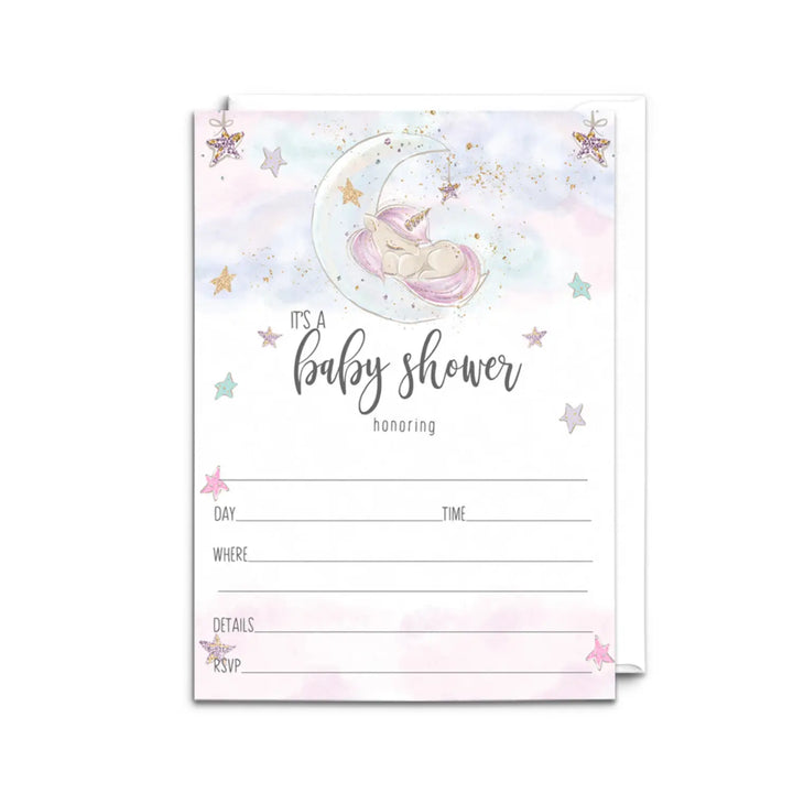 Unicorn Baby Shower Invites - Rainbow Theme, 25ct, 5x7 - Paper Clever Party