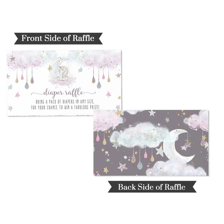 Unicorn Diaper Raffle Tickets Pink Baby Shower Games, 2x3.5, 25 Pack - Paper Clever Party