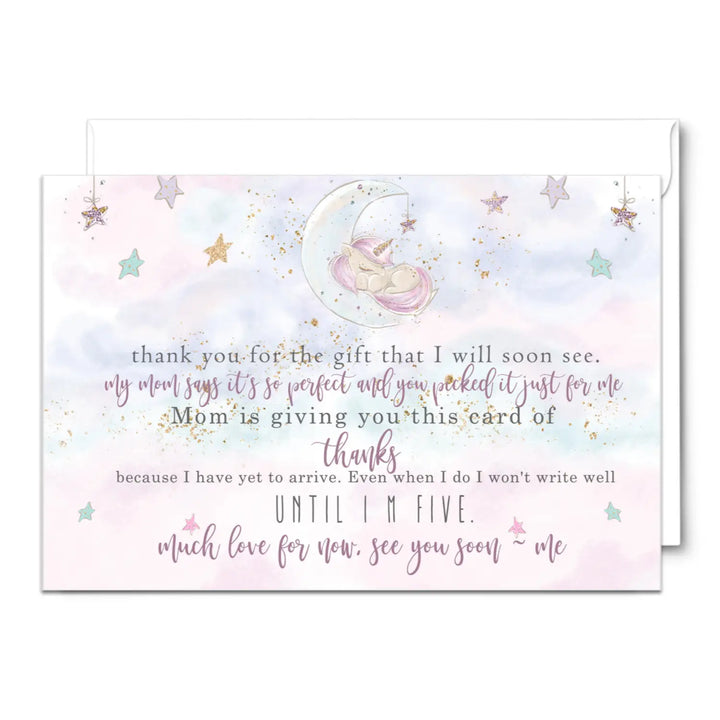 Unicorn Thank You Cards for Baby Girls – Personalized Notecards (Pack of 25) - Paper Clever Party