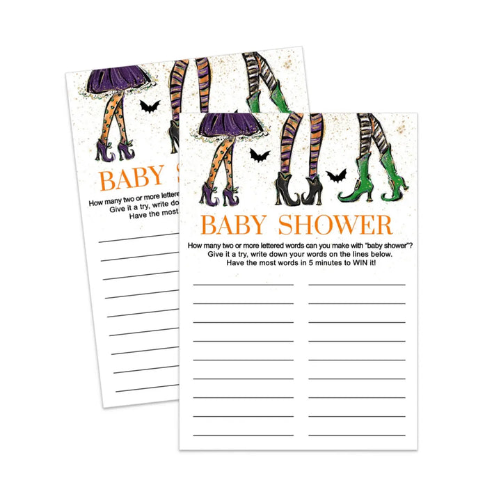 Unique witch-themed baby shower game - interactive word challenge - easy-to-print pdf - party games