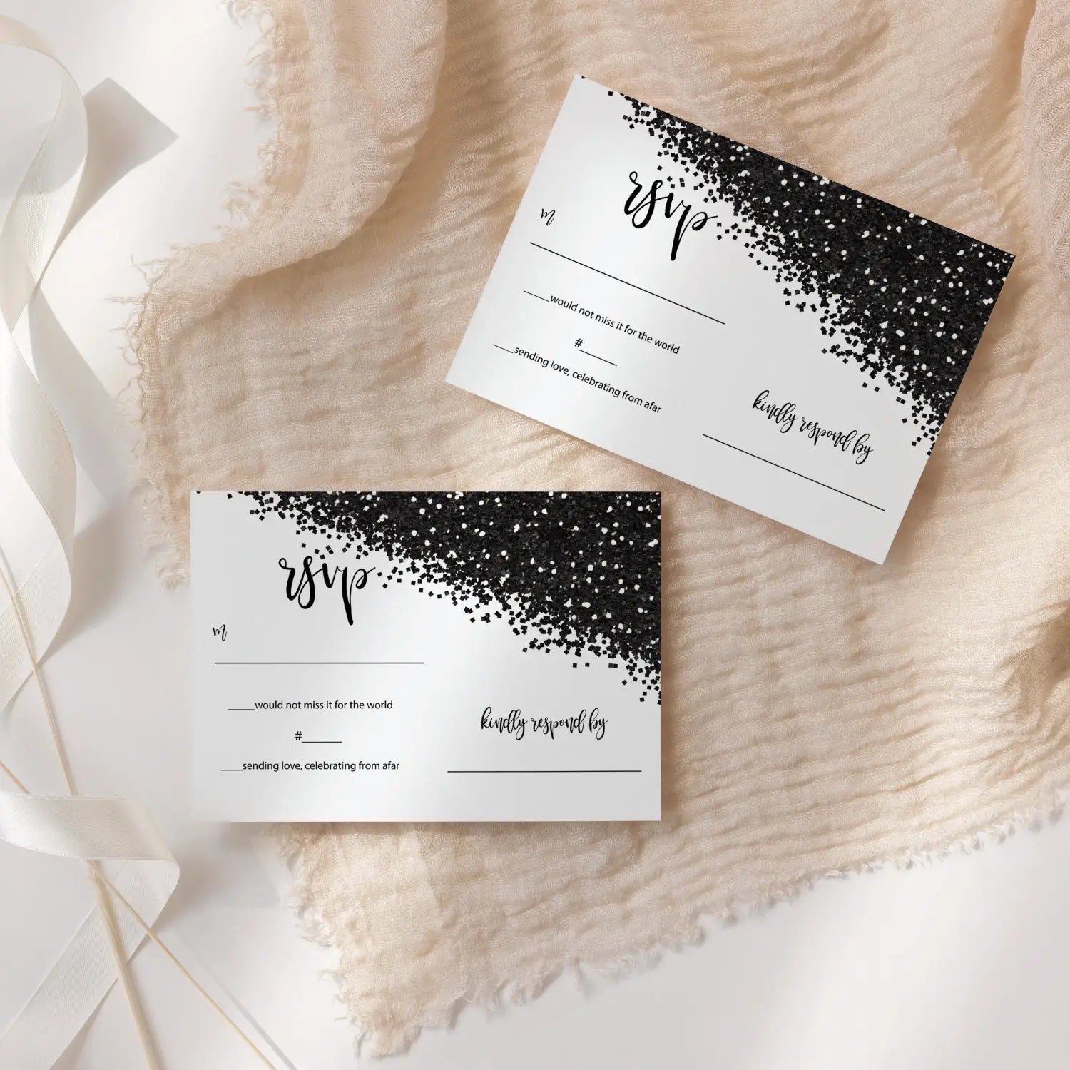 Black & white skull gothic glam rsvp cards - bold wedding response set 3.5x5 envelopes included 25 pack - invitations