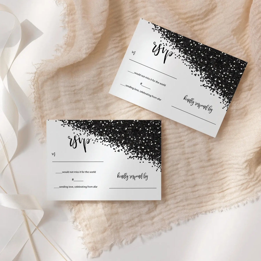 Black & white skull gothic glam rsvp cards - bold wedding response set 3.5x5 envelopes included 25 pack - invitations