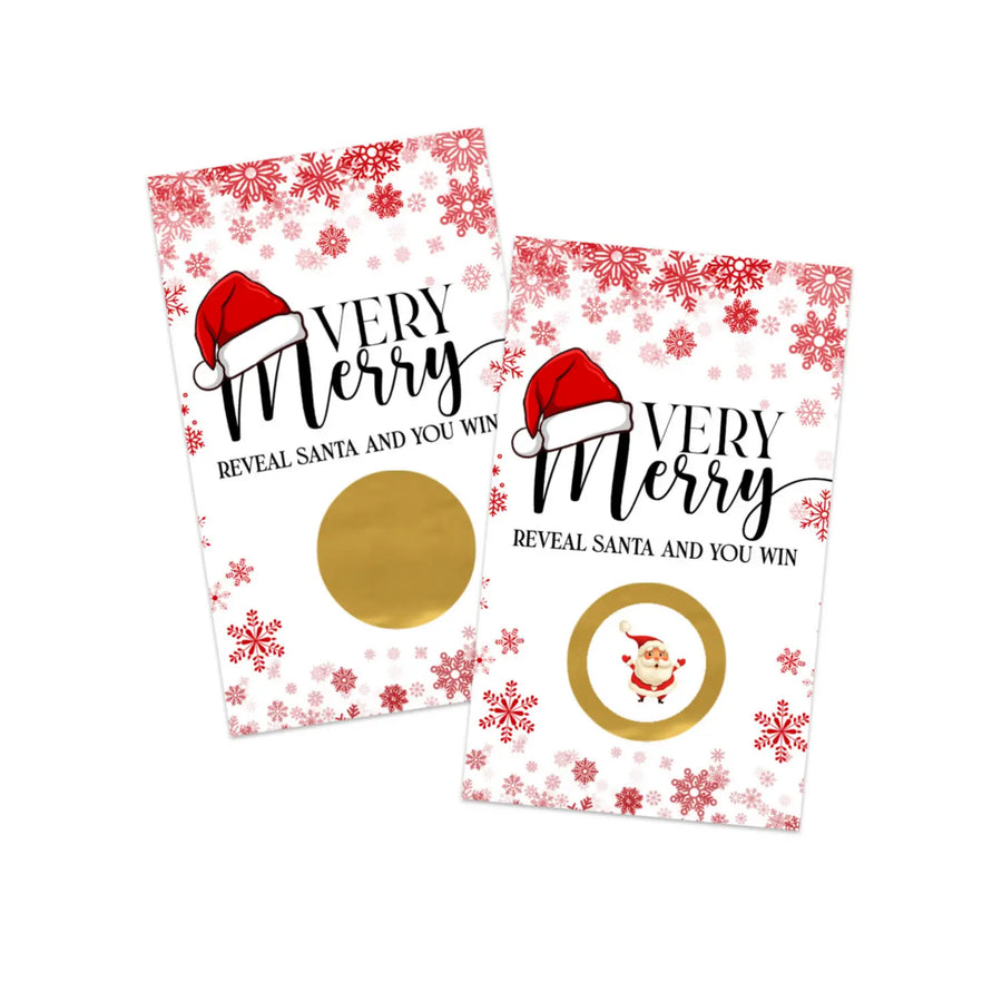 Very Merry Christmas Scratch Off Cards, Holiday Party Games for Santa Baby Shower, Wedding, Raffle Tickets, Groups, Adults, Snowflake Favors Xmas, 30 Pack - Paper Clever Party