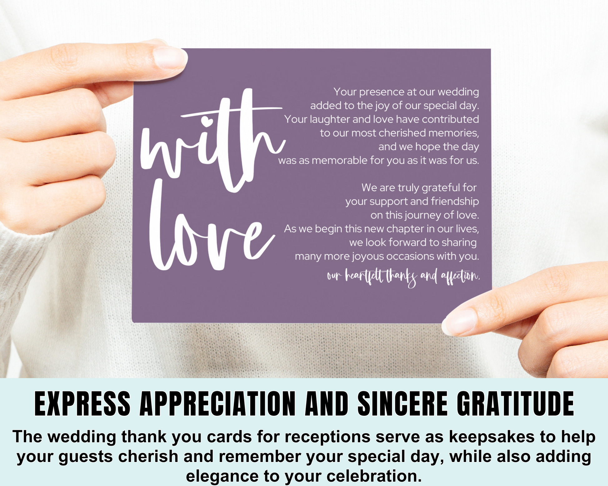 25-Pack Everafter Reception Thank You Cards - 4x6 Wedding Table Favors - Paper Clever Party