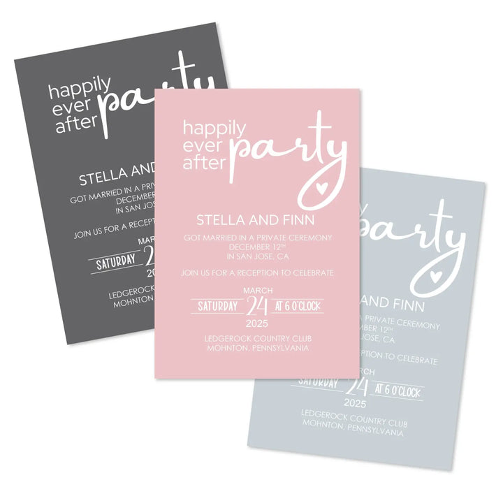 Wild free customizable modern wedding reception invitations - typographic design 5x7” 120lb cardstock double-sided bulk