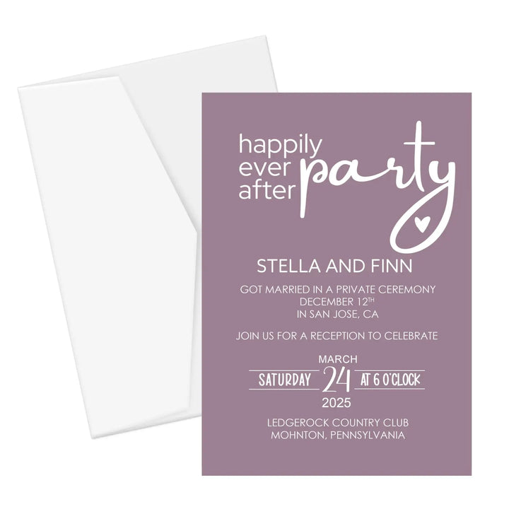 Wild free customizable modern wedding reception invitations - typographic design 5x7” 120lb cardstock double-sided bulk