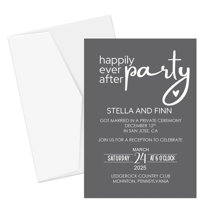 Wild free customizable modern wedding reception invitations - typographic design 5x7” 120lb cardstock double-sided bulk