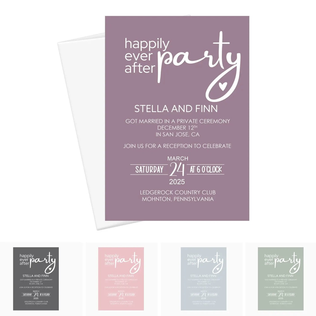 Wild free customizable modern wedding reception invitations - typographic design 5x7” 120lb cardstock double-sided bulk