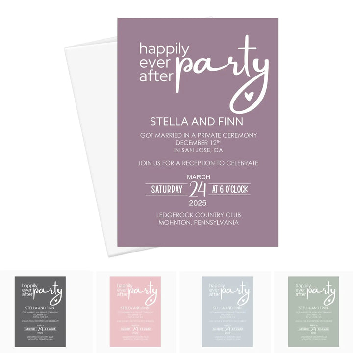 Wild free customizable modern wedding reception invitations - typographic design 5x7” 120lb cardstock double-sided bulk