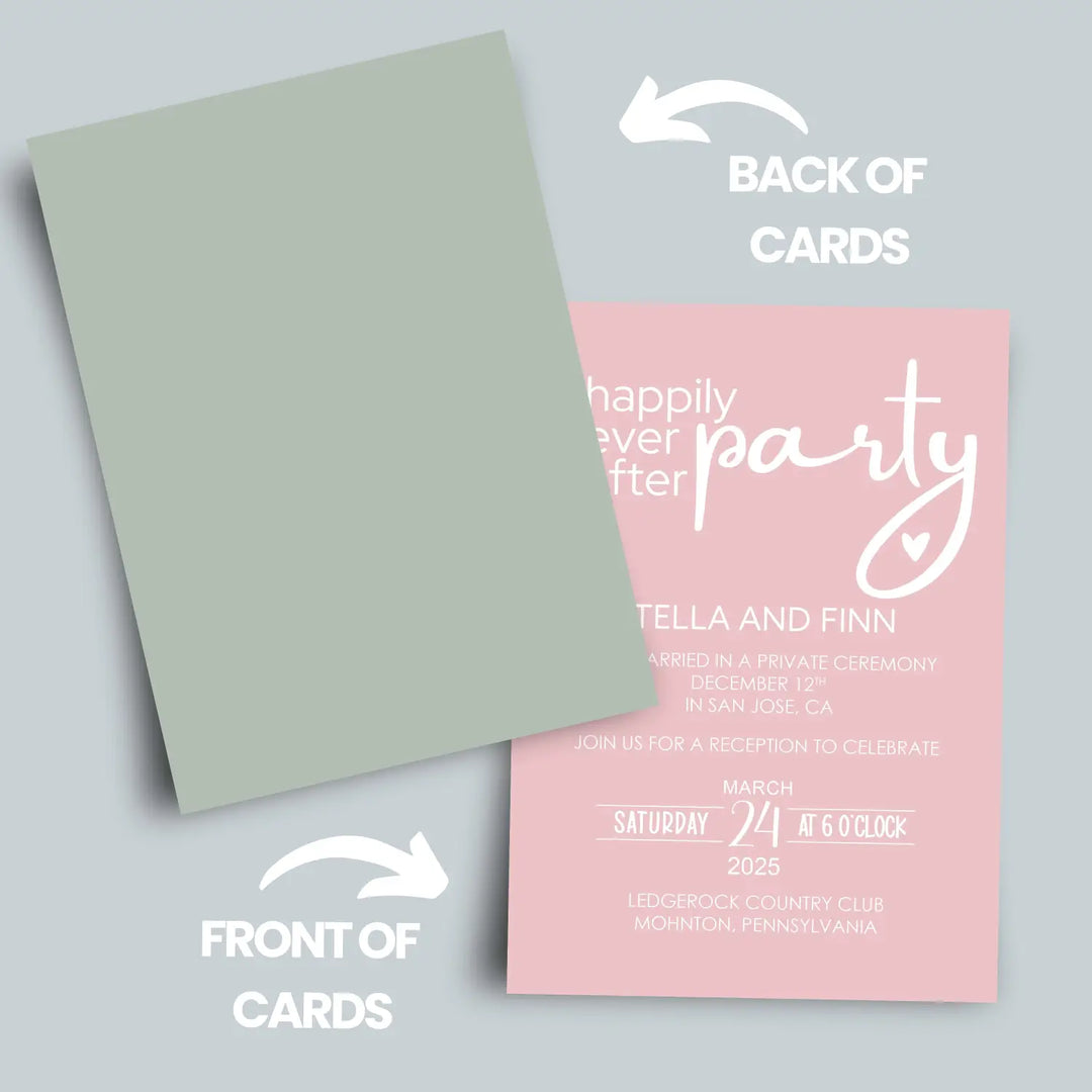 Wild free customizable modern wedding reception invitations - typographic design 5x7” 120lb cardstock double-sided bulk