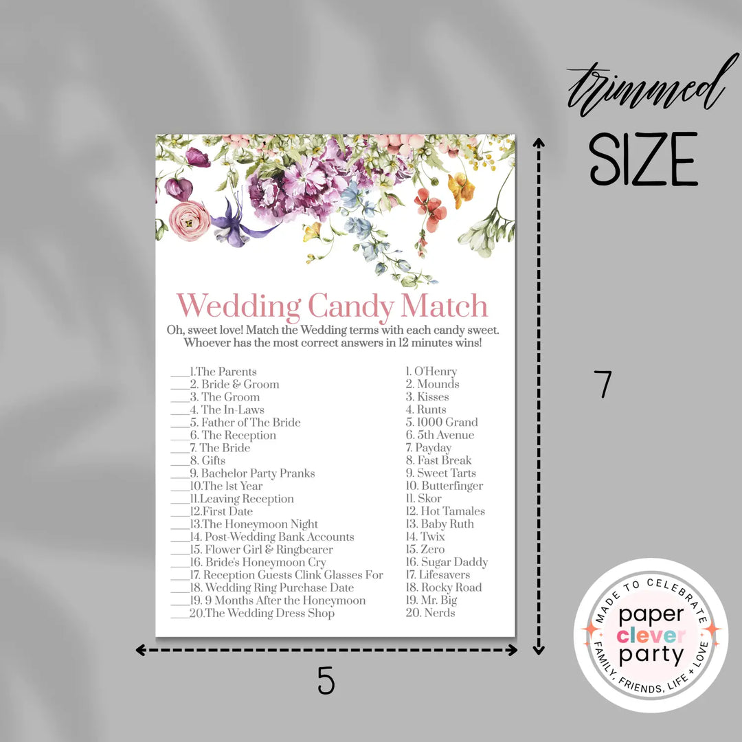 Wildflower bridal shower game instant download fun summer floral printable wedding activities pdf - party games