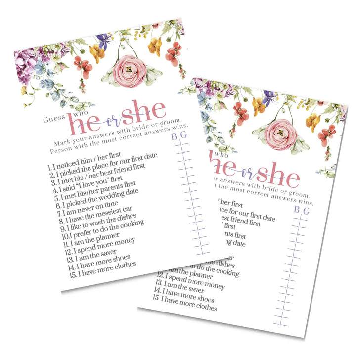 Wildflower bridal shower game instant download fun summer floral printable wedding activities pdf - party games