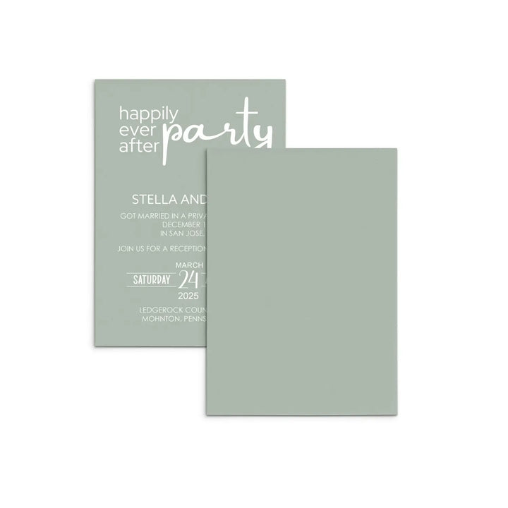 Willowed Sage Invitations for Wedding Reception - Paper Clever Party