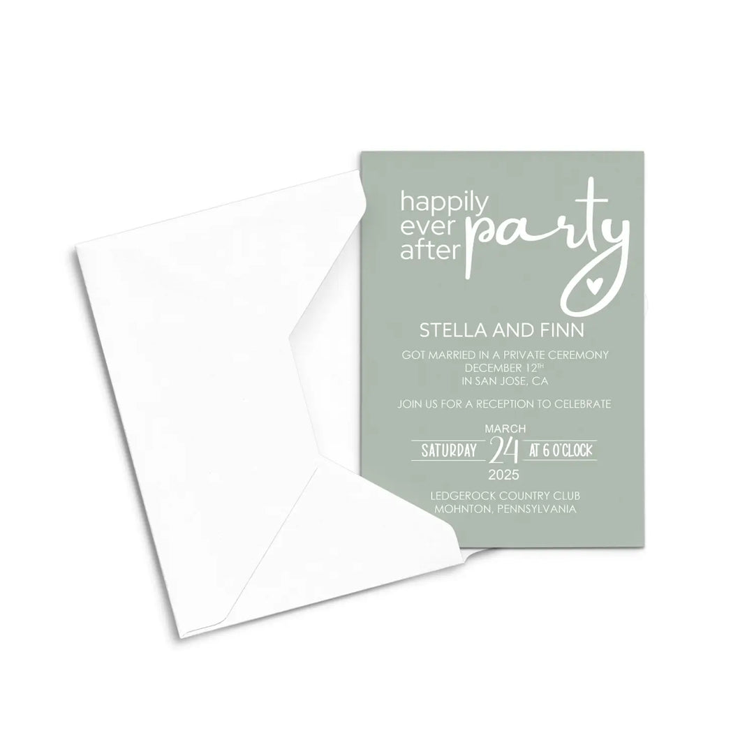 Willowed Sage Invitations for Wedding Reception - Paper Clever Party