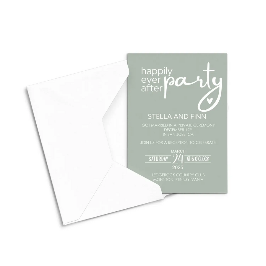 Willowed Sage Invitations for Wedding Reception - Paper Clever Party