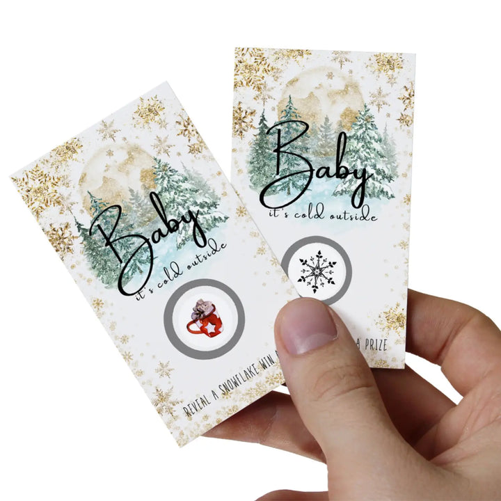 Winter wonderland baby shower scratch-off game cards - 30 pack rustic snowflake party favors - games