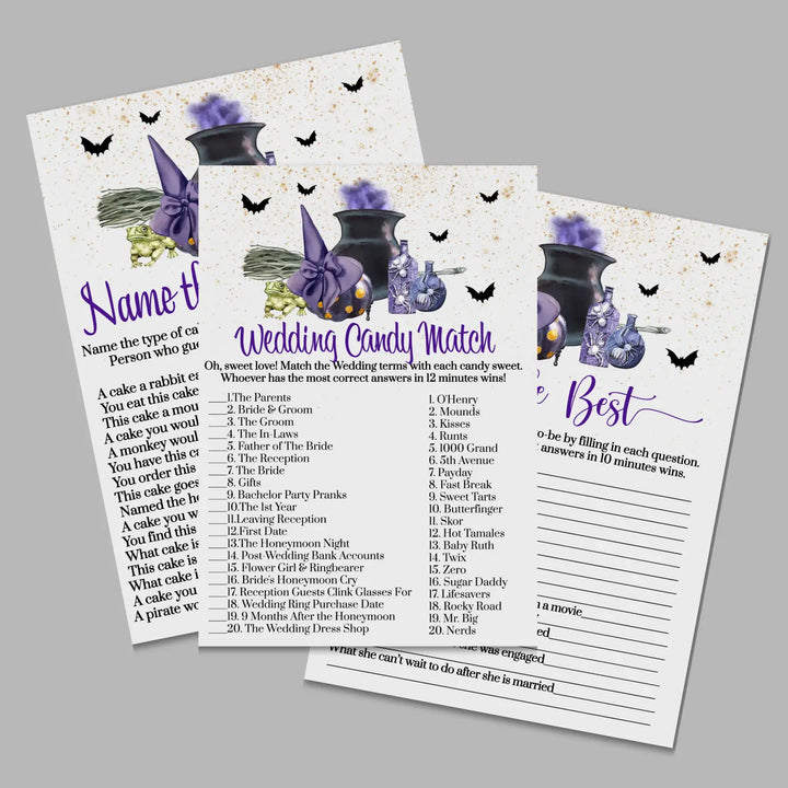 Witch is getting hitched bridal shower game bundle instant download halloween printable wedding games fun for guests