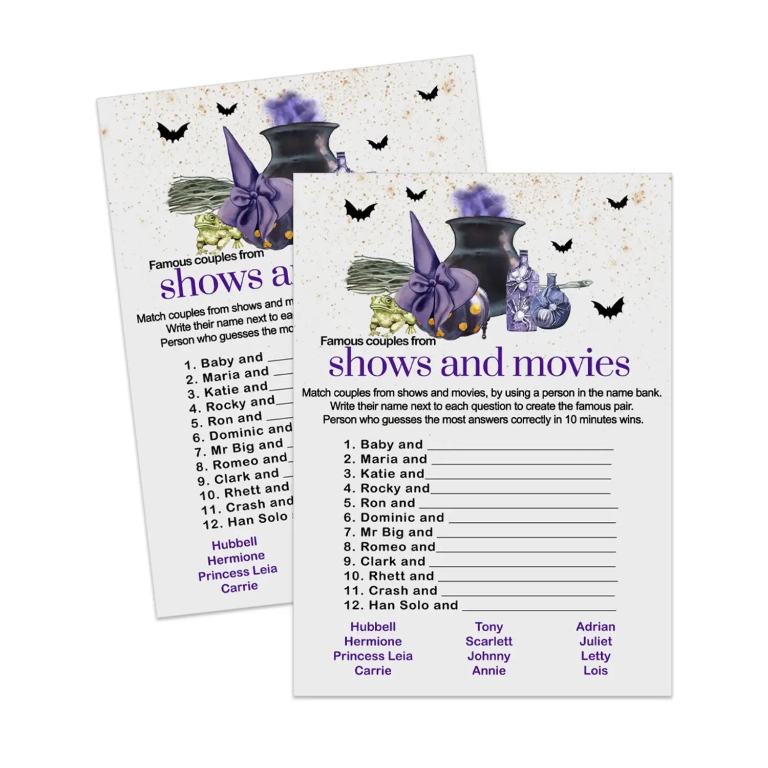 Witch is getting hitched famous movie couples game digital download halloween - party games