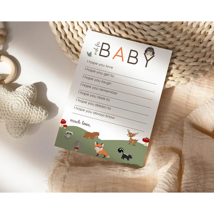 Woodland Baby Shower Advice Cards - 20-Pack Neutral Wishes, 4x6 Birthday Memory Guest Book Alternative - Paper Clever Party