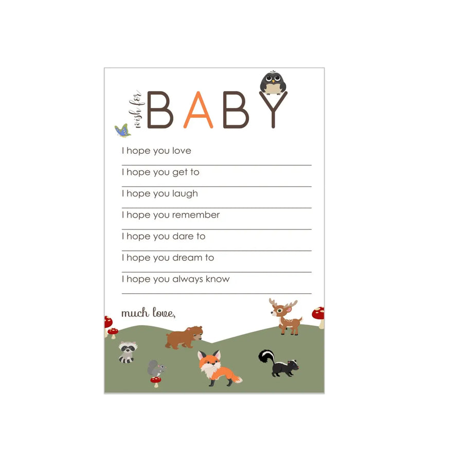 Woodland Baby Shower Advice Cards - 20-Pack Neutral Wishes, 4x6 Birthday Memory Guest Book Alternative - Paper Clever Party