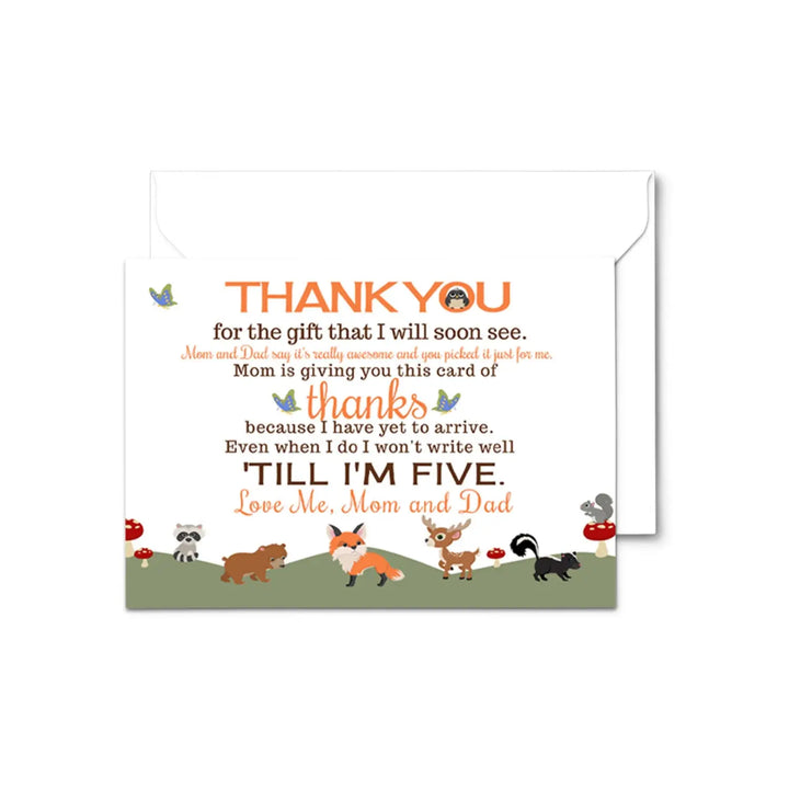 Woodland Thank You Cards for Baby Shower – Gender Neutral Notecards (Pack of 25) - Paper Clever Party