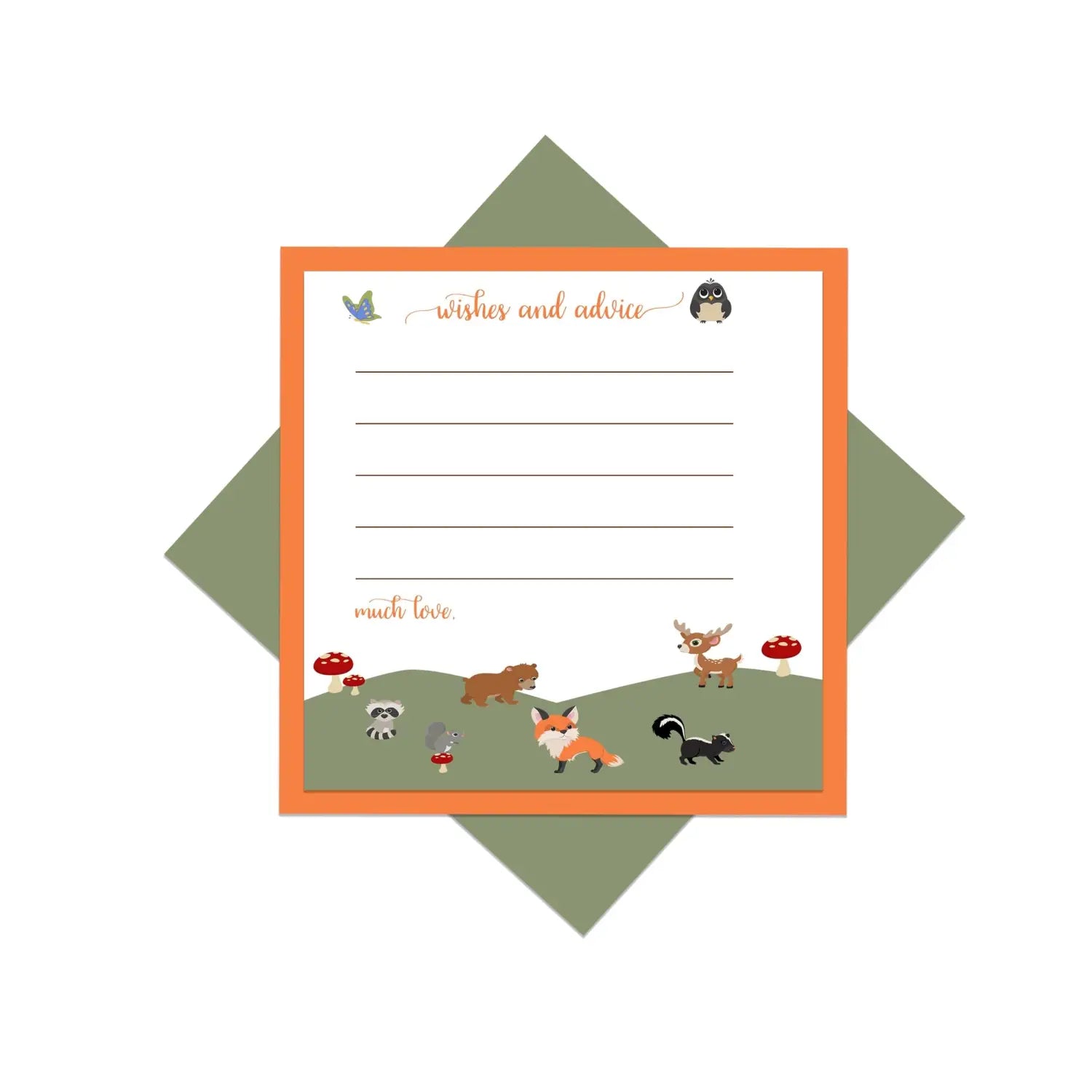 Woodland theme baby shower advice cards - office product