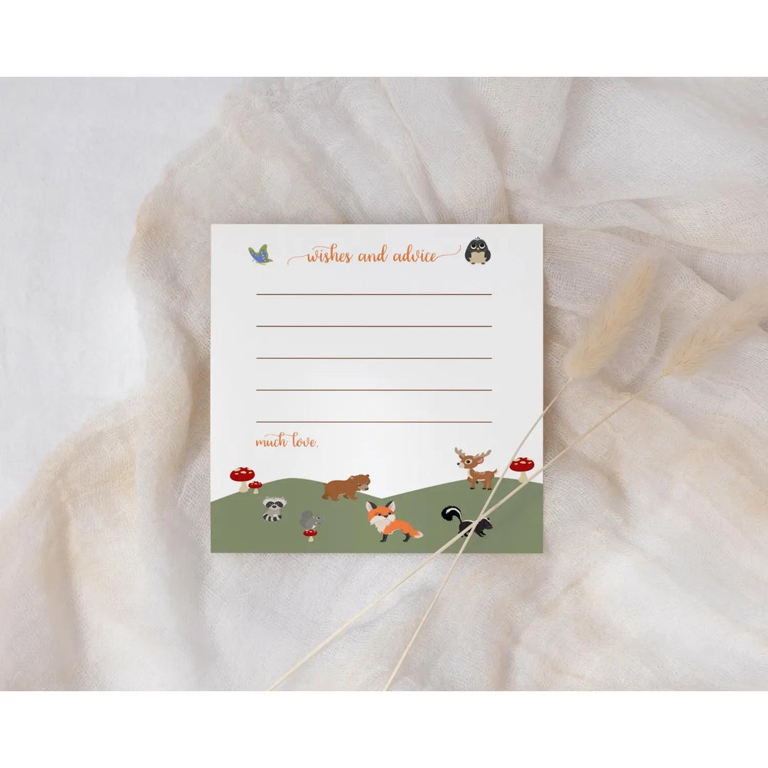 Woodland Theme Baby Shower Advice Cards - Paper Clever Party