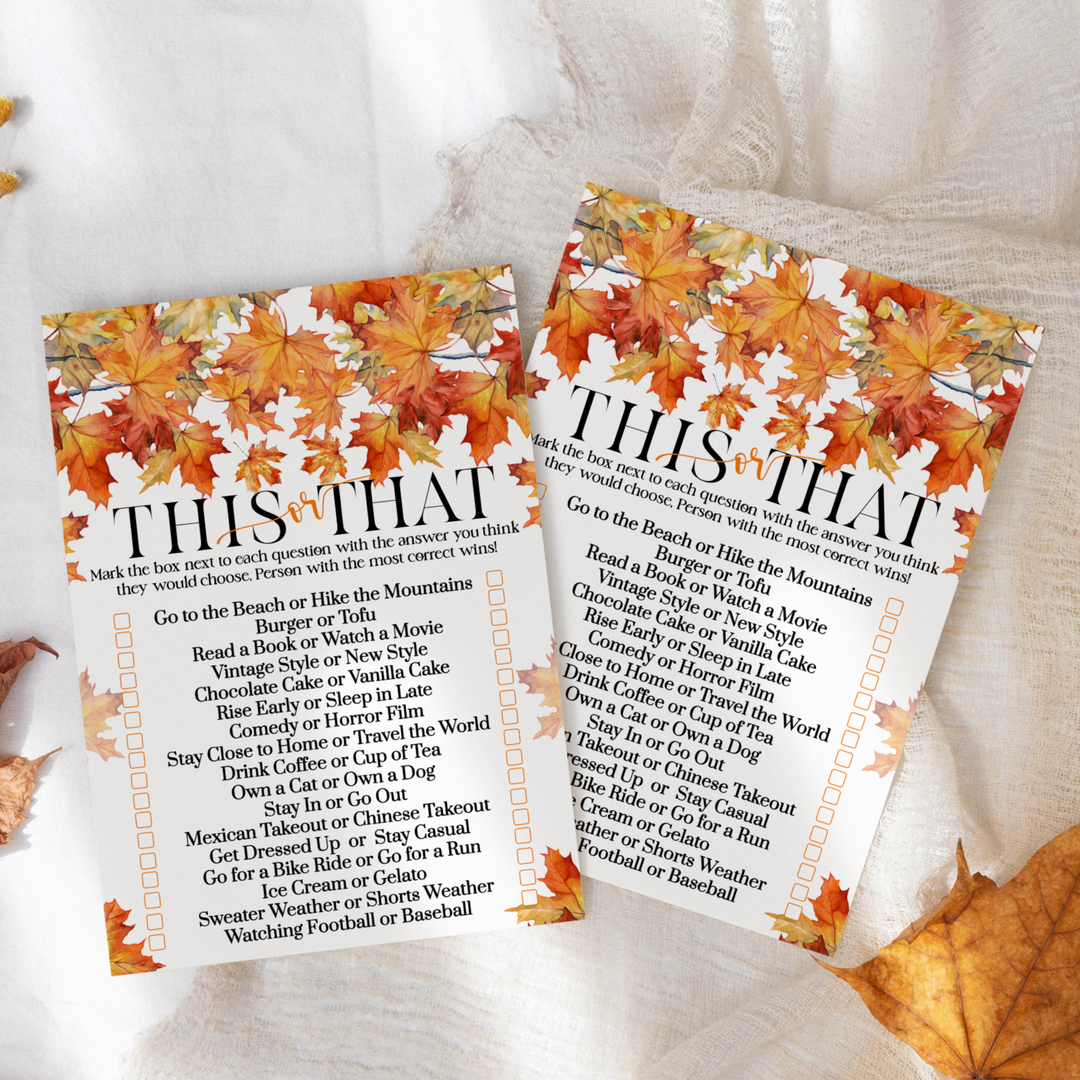 Would She Rather Fall Bridal Shower Game - Halloween Birthday or Wedding Fun, 25 Cards for the Bride’s Best Moments - Paper Clever Party