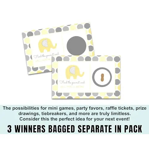 Yellow Elephant Scratch Off Game Cards, 28 Pack - Paper Clever Party