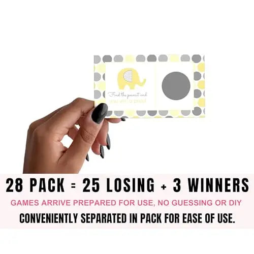 Yellow Elephant Scratch Off Game Cards, 28 Pack - Paper Clever Party