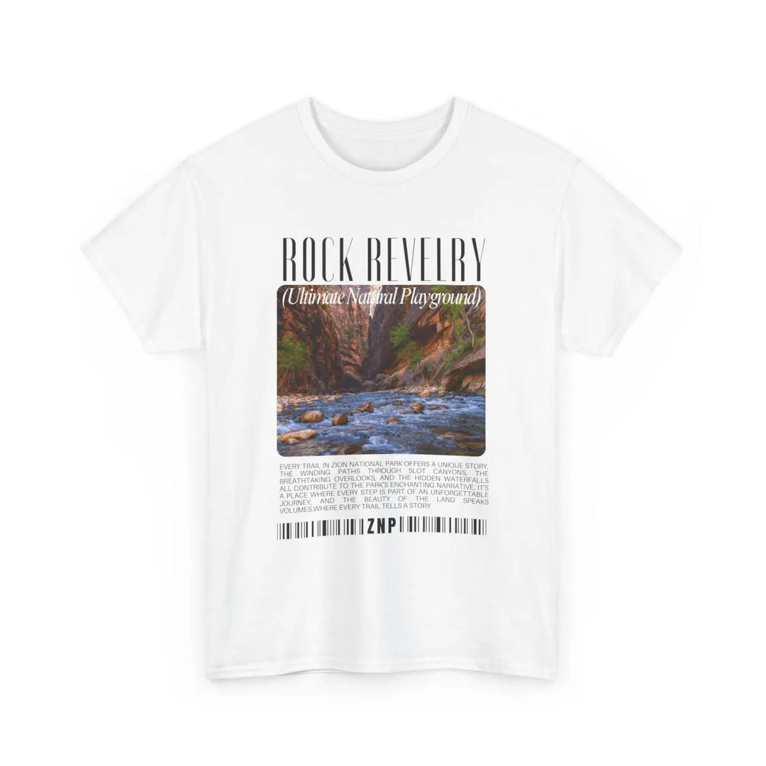Zion national park rock revival unisex heavy cotton tee - nature-inspired graphic t-shirt for casual wear and outdoor