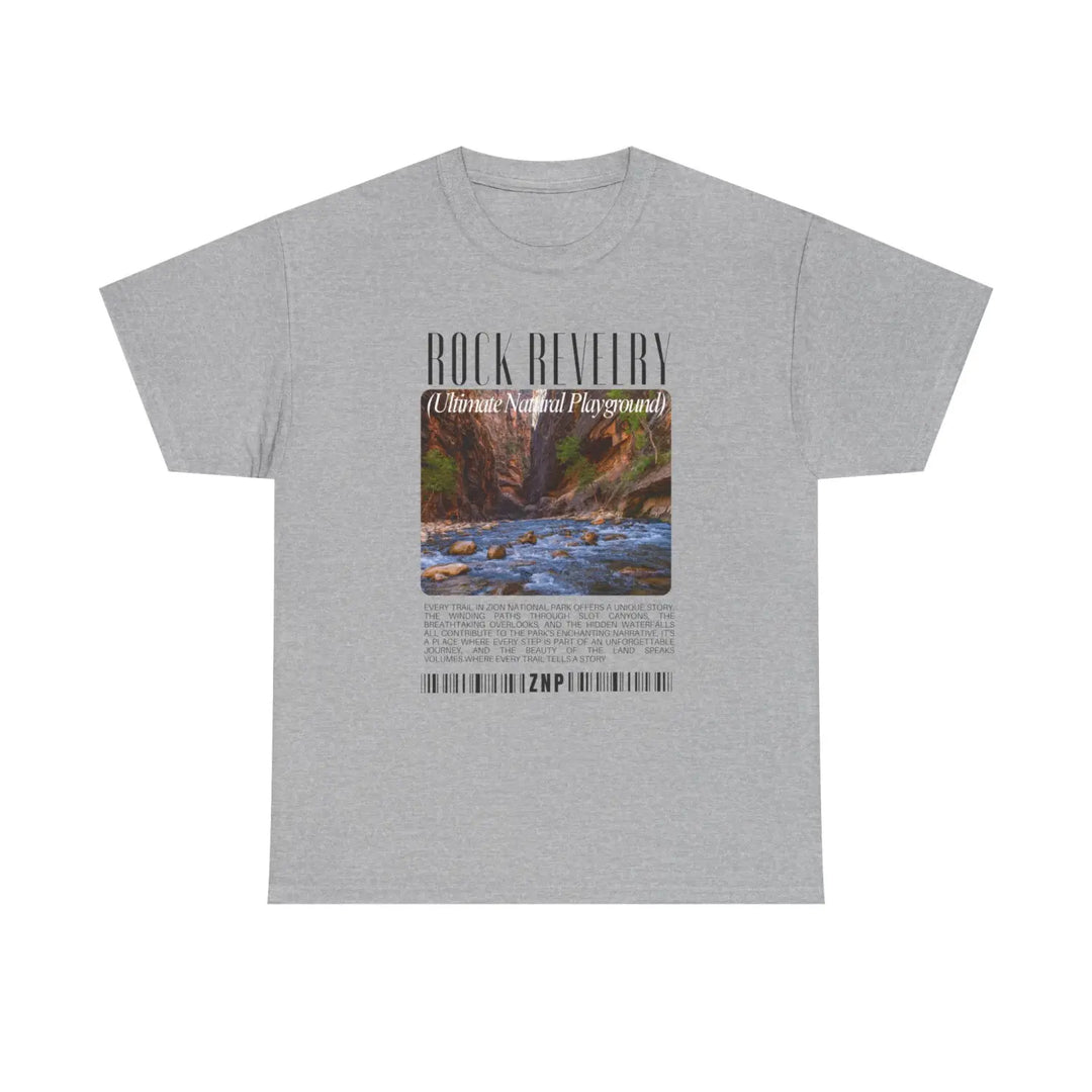 Zion national park rock revival unisex heavy cotton tee - nature-inspired graphic t-shirt for casual wear and outdoor