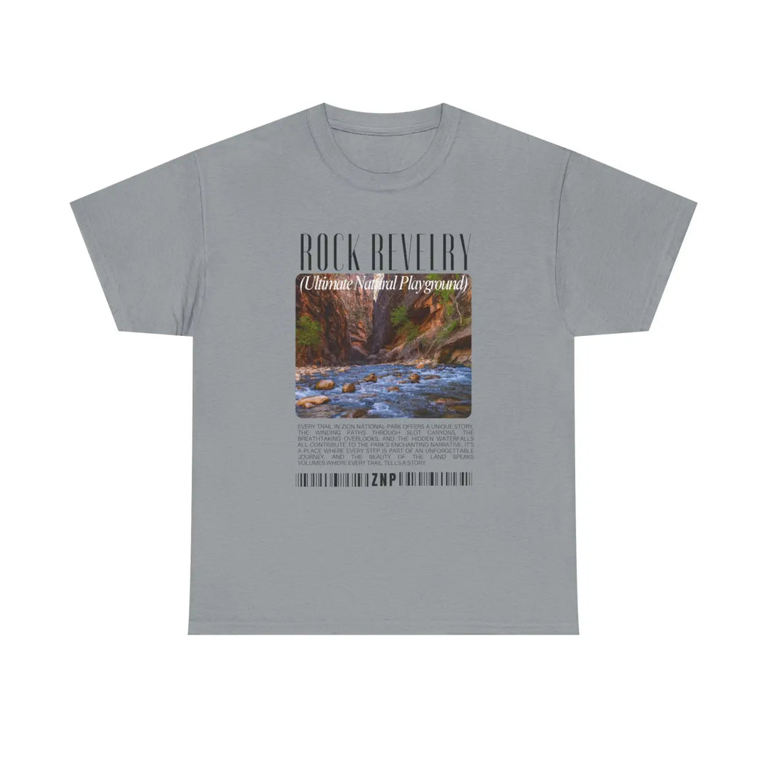 Zion national park rock revival unisex heavy cotton tee - nature-inspired graphic t-shirt for casual wear and outdoor