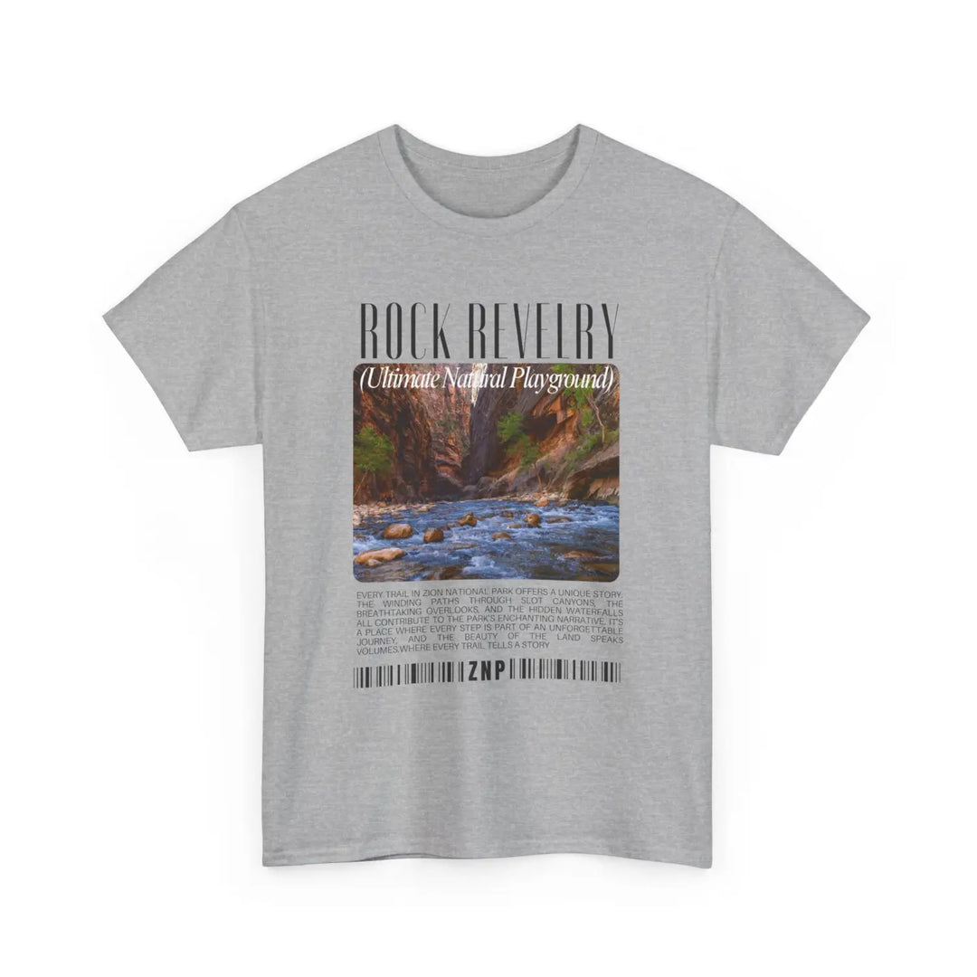 Zion national park rock revival unisex heavy cotton tee - nature-inspired graphic t-shirt for casual wear and outdoor