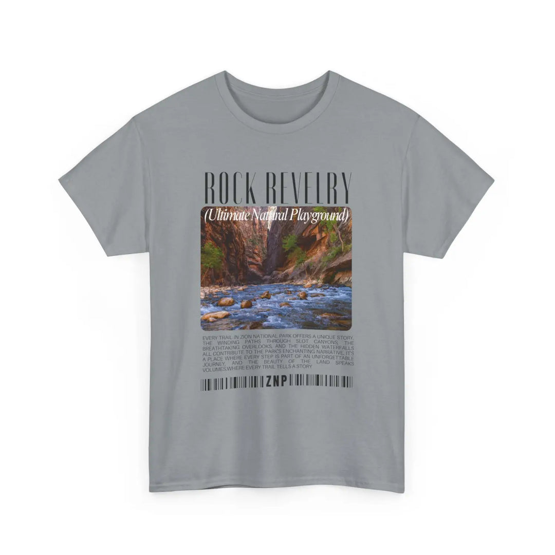 Zion national park rock revival unisex heavy cotton tee - nature-inspired graphic t-shirt for casual wear and outdoor